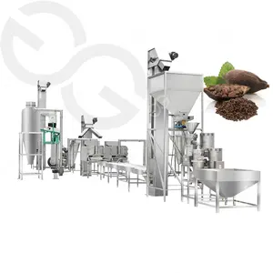 Juego completo de planta de acero inoxidable PLC, prensa de mantequilla de Cacao, polvo de granos de Cacao, equipo de procesamiento de Cacao