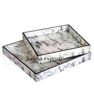 ถาดไม้เคลือบพิมพ์ลายสี่เหลี่ยมผืนผ้าสำหรับเครื่องครัวและร้านอาหารถาดเสิร์ฟชาและกาแฟ - Product Image 5