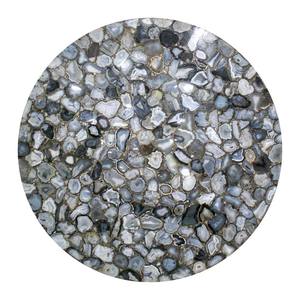 Mesa de centro hecha a mano con piedra de ágata gris, forma redonda, decoración - Product Image 1