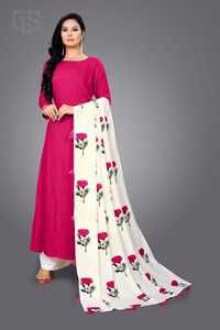 Vêtements décontractés les plus choisis Coton Rayonne Kurti + Palazzo Avec Coton Imprimé Dupatta Indien Femmes Porter Prêt à Porter En Gros Surat Ethnique Shalwar Kameez - Product Image 3