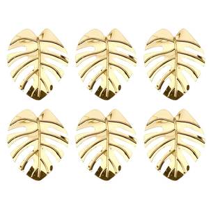 Anillo de servilletas de oro para fiesta de boda, accesorios personalizados transparentes, pegatinas de hojas tropicales, anillos sencillos modernos - Product Image 3