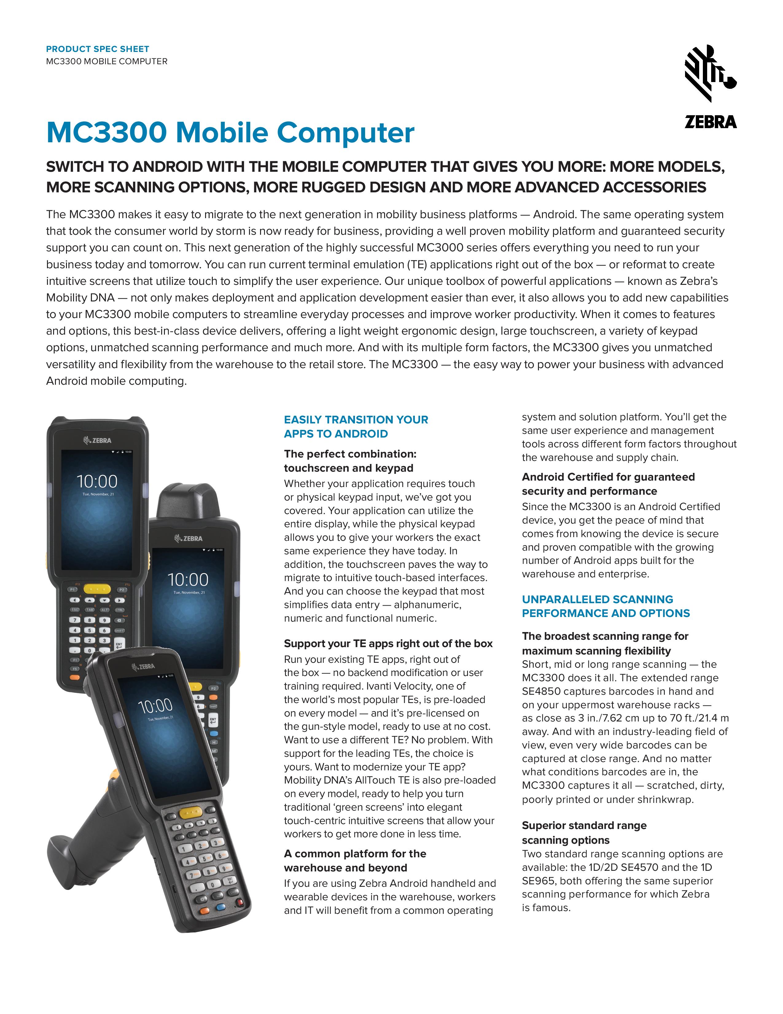 Hot Selling Handheld Computer PDA MC330M-GI with Android