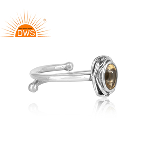 Oval Cut Yellow Citrine Natural Gemstone Wrapped <b>Adjustable</b> <b>Ring</b> 925 <b>Sterling</b> <b>Silver</b> Oxidized <b>Ring</b> Wholesaler Jewelry - Product Image 3