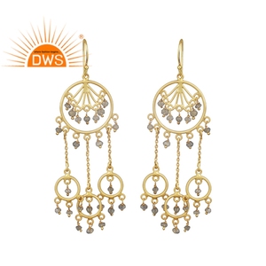 Designer Gold Plated 925 Silver Chandelier <b>Earrings</b> Wholesaler <b>Pretty</b> Labradorite Gemstone Drop Dangle <b>Earrings</b> Indian Jewelry - Product Image 1