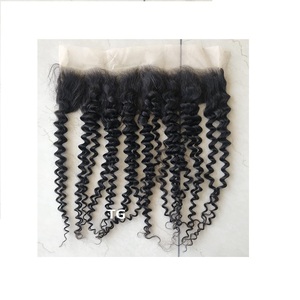 Top Grade 13x4 Kinky Curly Single Drawn Bundle Haute Qualité Vierge Raw Indien Naturel Extensions Humaines Non Transformé Transparent - Product Image 1