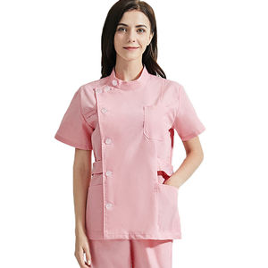Uniformes de hospital unisex de verano último diseño botón lateral enfermera Jogger Scrubs poliéster Spandex Jersey tela para clima cálido - Product Image 4