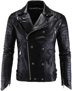 Chaqueta corta Unisex con textura de cuero de imitación, abrigo de motociclista de PU ajustado con cremallera y bolsillos en todos los colores, hecha en paquistaní - Product Image 1