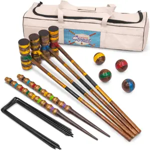 Vintage ไม้ชุด Croquet เกมโลโก้ที่กำหนดเอง,การออกแบบ,สีร้อนขายผลิตภัณฑ์สำหรับเด็กและผู้ใหญ่