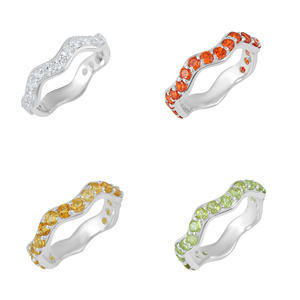 Venta al por mayor Trending 925 Sterling Silver Natural Blue Sapphire Faceted Gemstone Wave Design Eternity Band Joyería de moda para ella - Product Image 6