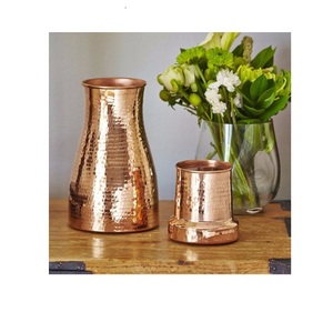 Handcrafted 1000ml Copper <b>Water</b> <b>Carafe</b> Hot Sale From Indian Manufacturers Customized Metal with Eco-friendly Lid - Product Image 1