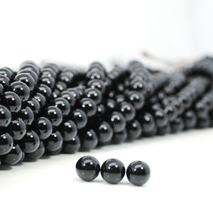 Pierres précieuses naturelles Onyx noires, perles rondes et lisses, fil de 3.5mm, fabrication de bijoux, livraison gratuite - Product Image 5