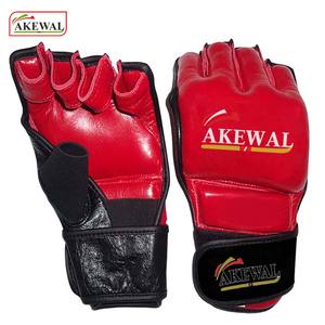 Akewal นวมชกมวยหนัง100% ครึ่งคุณภาพสูงถุงมือ MMA แบบปรับแต่งโลโก้ได้และยังมีหนังสังเคราะห์อีกด้วย - Product Image 1