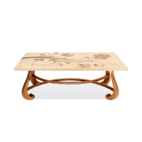 Table basse en bois massif sur mesure avec incrustation florale, placage classique, minimaliste, moderne, pour salon, maison, hôtel