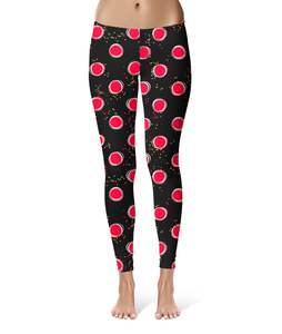 Leggings personalizados inspirados en Minnie con lunares dibujados a mano en negro - Leggings capri o de longitud completa - Product Image 2