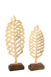 Escultura de Hojas de Aluminio Color Dorado con Base de Madera de Mango - Decoración Moderna para el Hogar Hecha a Mano y Ecológica para Diwali y Otras Ocasiones - Product Image 6