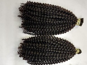 Cabello brasileño Kinky Curly I Tips Micro anillos Cabello Natural Rizado Cabello humano V Tips Paquetes de trama de doble dibujado - Product Image 4
