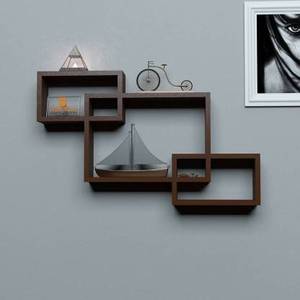 Estantes flotantes de intersección para decoración de pared, estante de pared de MDF, número de 3 estantes marrones - Product Image 2
