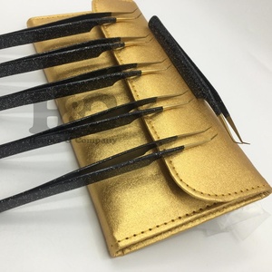 Pince à épiler vison pointe à angle de 45 degrés pince à épiler en acier inoxydable noir Logo personnalisé offert cils durables - Product Image 3