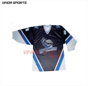 Camiseta de hockey sobre hielo con sublimación de poliéster 100% personalizada Unisex Diseño personalizado y bordado OEM Nombre del equipo 'Team' en blanco - Product Image 4