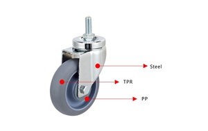 5นิ้วล้อหมุนได้เงียบลูกปืนคู่ TPR Stem น้ำหนัก100กก. สามารถปรับแต่งเบรคแข็งได้