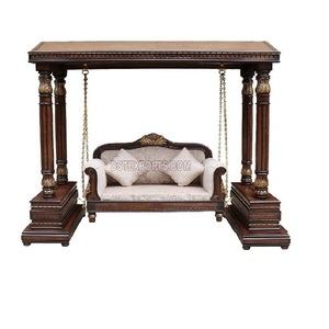Columpio Doble de Madera con Acabado Marrón, Columpio Artesanal de Madera de Teca para Interiores, Columpio King Size con Acabado Nogal para el Hogar, EE. UU. - Product Image 1