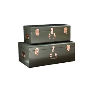 Metal gövde kutu seti iki el yapımı tasarımcı toptan saklama kutusu özelleştirilmiş şekil toptan lüks gövde kutusu