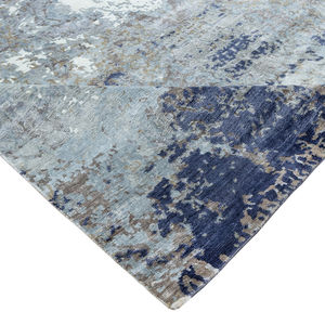 Tapis et carpettes indiens modernes de conception tibétaine faits à la main, en soie de bambou, technique de coupe de poils, antidérapant, absorption acoustique, poils moyens - Product Image 1