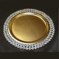 Assiette de présentation ronde en métal doré, peinte à la main, design personnalisable, pour usage commercial, mariage et fête, décoration artistique / style moderne
