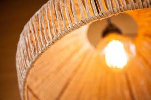 King Craft Viet Lampe en bois faite à la main Suspension en bambou tissé Abat-jour Transparent Artisan Design Style - Product Image 4