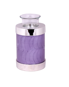 Urna de cremación de color púrpura claro y plateado para cenizas Niño Funeral Memorial Tealight Vela Urna Mascota o humano - Product Image 1