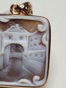 Tallado a mano Sardonix Rectángulo Natural Shell Piedra preciosa Grado AA 40mm Nuevo DISEÑO DE PAISAJE DE Venecia Piedras preciosas sueltas - Product Image 4