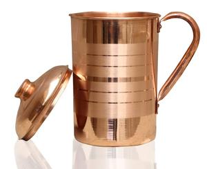 <b>Copper</b> Water <b>Jug</b> With Lid & 6 <b>Copper</b> Glass Set for Kitchen Use and Gift to Someone - Product Image 2