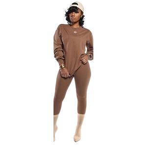 Mode classique solide femmes ensemble 2 deux pièces ensemble femmes sweat survêtement pantalon costume survêtement tenue décontractée costumes de sport - Product Image 1