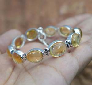 925สเตอร์ลิงเงินธรรมชาติทับทิมสีทองสร้อยข้อมือพลอยรูปไข่เรียบปรับได้สร้อยข้อมือเครื่องประดับแฮนด์เมดยาว8 "ของขวัญ - Product Image 5