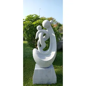 High quality Exquisite Handmade mother and child natural solid stone statue garden statues hand carved from Vietnam