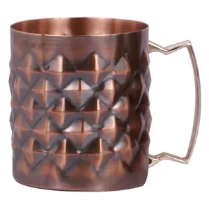 Antique Hammered Brown Copper Mug High Quality New Hot Plain Solid Copper Mug Copper Cup Moscow Mule Mug 100% Pure Bulk Quantity
