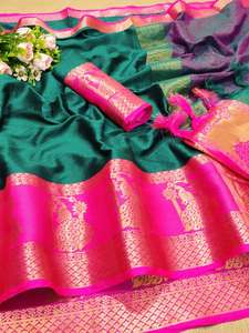 Kanchipuram Sarees ropa de fiesta de seda boda indio último diseñador mujeres usan Sari con blusa Banarasi algodón seda telas suaves Apparelgarment - Product Image 6