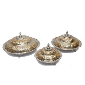 การออกแบบชุบเงินรอบรูปร่างภาษาอาหรับวันที่ชามขนมขบเคี้ยวใช้เป็นของตกแต่งโดยการวางบนโต๊ะหรือห้องครัวที่ให้บริการผลไม้แห้ง - Product Image 3