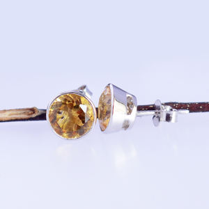 Good Quality Citrine round Stud <b>Earrings</b> 925 Pure Sterling Silver Bezel Setting Silver Plated Hot Selling for Parties Direct - Product Image 5