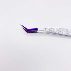 Pince à cils en acier inoxydable, perle blanche avec pointe Plasma violette, Extension de Volume, outils de soins de beauté CE ISO - Product Image 5