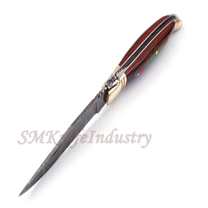 Custom Hand Forged Pocket Knife Hand Made Damascus Folding Knife with Leather Sheath Cover (smk1697) - Product Image 3
