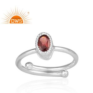 Bague couronne ovale en argent Sterling 925 pour femme, bijoux ajustable en pierre précieuse, grenat, vente en gros - Product Image 2