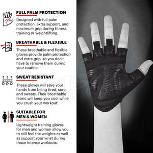 Gants de sport antidérapants personnalisables de conception sans doigts pour l'haltérophilie et l'entraînement en salle de sport pour la musculation - Product Image 2