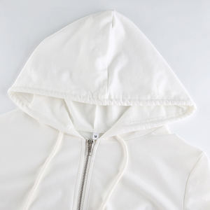 เสื้อฮู้ดดี้แขนยาวคุณภาพสูงสำหรับผู้หญิง สไตล์ไฮสตรีท ปักโลโก้ตามสั่ง ผ้าฟลีซบุขนด้านใน พิมพ์ลายถักแบบครอปสั้น สำหรับฤดูใบไม้ผลิ - Product Image 4