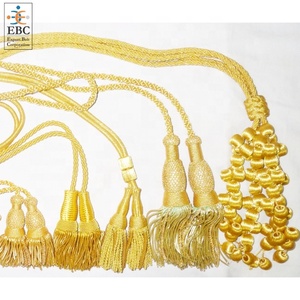 Custom Sizes French Borlas Bolitas Tassels <b>Gold</b> Metallic Bullion Wire Mylar Metallic Threads Made for Religious Church Banner - Product Image 2