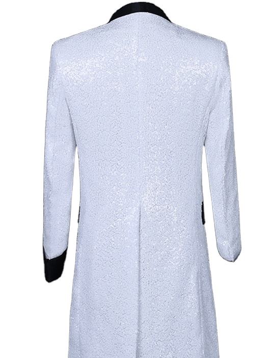 Plus Size Men Suits White Blazers Sequins Deluxe Outfit For Stage Wedding Wearing Costume Homme