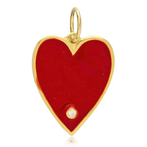 Breloque en émail rouge argent Sterling 925, bijou romantique pour femmes, fait à la main - Product Image 1