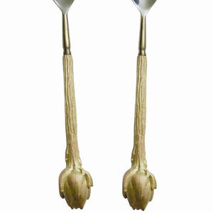 Meilleur prix Lot de 2 poignées de fleur de rose en laiton et acier inoxydable de grande taille pour bols de serveur de salade pour cadeaux d'affaires - Product Image 3