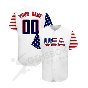 เสื้อเบสบอลที่กำหนดเองขายส่งผู้ชายสหรัฐอเมริกาอเมริกา Sublimated พิมพ์น้ำหนักเบาระบายอากาศเบสบอลย์100% โพลีเอสเตอร์ - Product Image 2