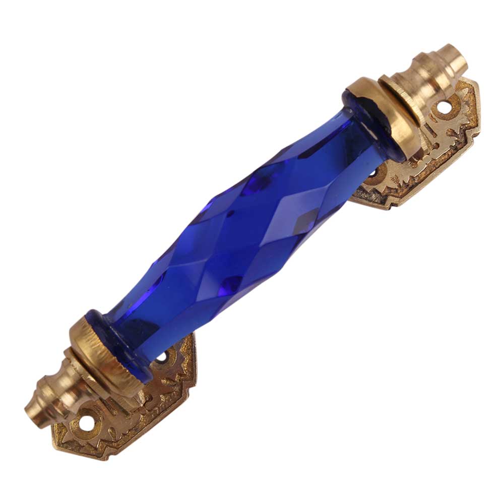 Bulk Cabinet Handle Handmade Glass Blue Cut Wholesale Dresser Handles Lot Vintage Drawer Cabinet Door Pull